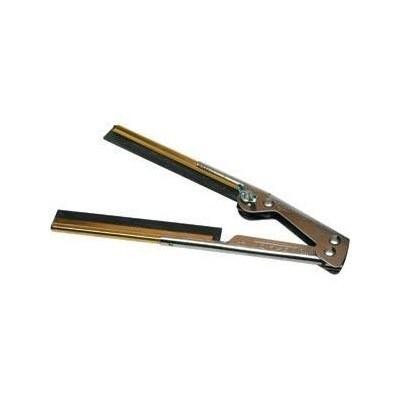 Sorbo Tricket with Channels Squeegees Sorbo, product image of a metal squeegee with a black and gold handle and a rubber blade for cleaning surfaces.
