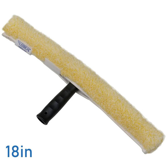 Ettore T-bar and Golden Glove Sleeve 18in, yellow cleaning tool with black handle and sponge roller for painting or cleaning tasks.