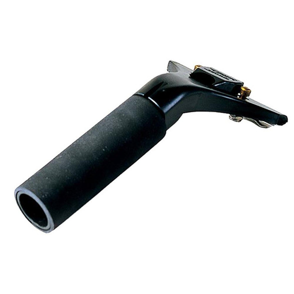 Ettore Handle Ledge-Eze, ergonomic handheld device with a black grip and metal attachment for window cleaning or edge maintenance.