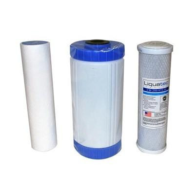 Pulex HydroCart Filters Kit Eagle, set of three water filtration replacement filters including a sediment filter, a carbon filter, and a pre-filter for pool water purification.