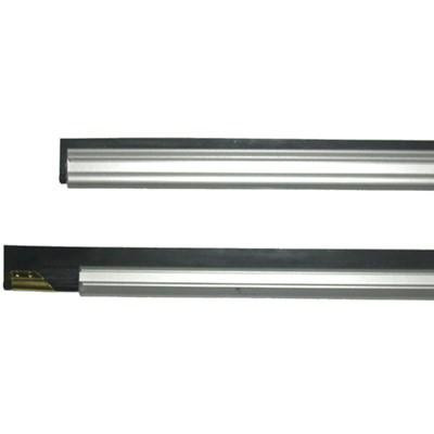Pulex Channel, image showing two aluminum channels with different end fittings for cleaning and maintenance purposes.