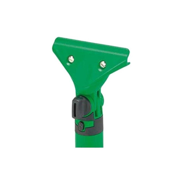 Unger Handle ErgoTec SwivelLoc Angled, green cleaning tool handle with swivel mechanism for improved flexibility and control.