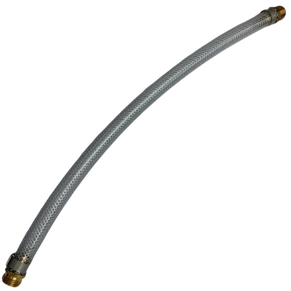 ProTool Hose 3/4in Clear Braid Male Garden Hose to 3/4in Male Pipe Thread, flexible clear braided garden hose with brass fittings for watering and irrigation.