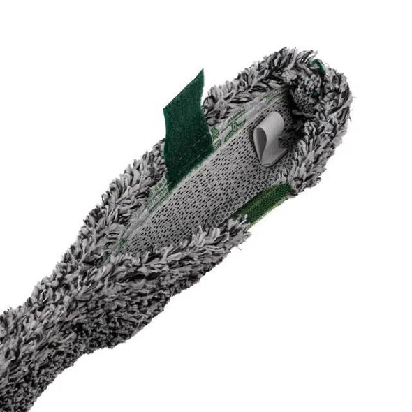 Unger Sleeve Black Series, close-up image of a black microfiber cleaning sleeve with layered fabric and elastic cuff for window cleaning.