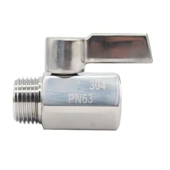 J.Racenstein Ball Valve SS Male x Female 3/8in 1000psi, stainless steel ball valve with male and female fittings for high-pressure applications.