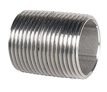 ProTool Nipple Closed Stainless Steel 1/2in ProTool, cylindrical stainless steel nipple with external threading for plumbing fittings.