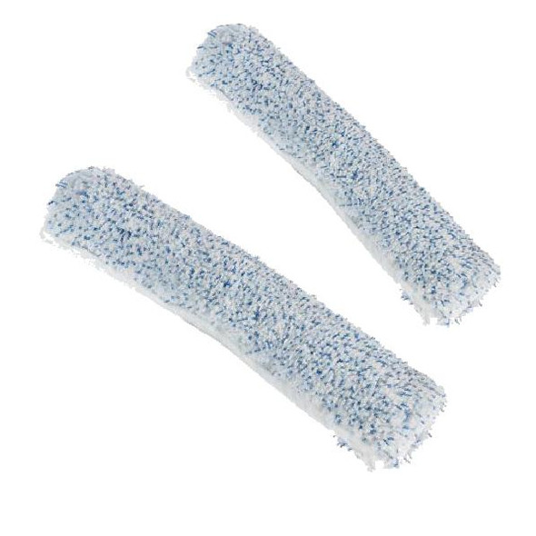 Ettore Sleeve Pro+ Microfiber, close-up of two light blue and white microfiber cleaning sleeves with soft, dense fibers for effective cleaning.
