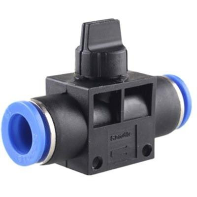ProTool Ball Valve Quick Connect 5/16in WFP, black plastic quick connect valve with blue sealing rings for easy fluid connection.