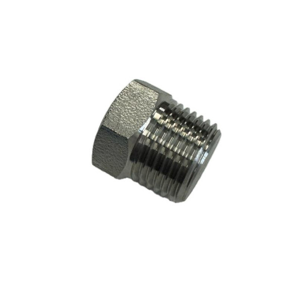 J.Racenstein Plug 1/2in Male NPT Stainless Steel, threaded industrial pipe fitting component.