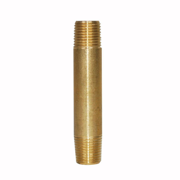 ProTool Nipple, 1/8 inch NPT, 2 inch long brass pipe fitting with threaded ends.