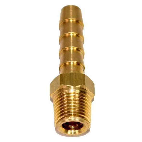 ProTool Hose Barb 1/4in to 1/8in Male Pipe, brass fitting for connecting hoses to pipes.
