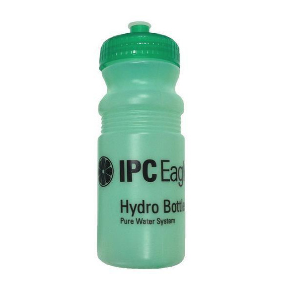 Pulex Hydrobottle, bottle only for water filtration with green cap and branded label.