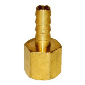 ProTool Hose Barb 1/2in to 1/4in Female Pipe, brass hose barb connector with threaded female port for plumbing and irrigation systems.