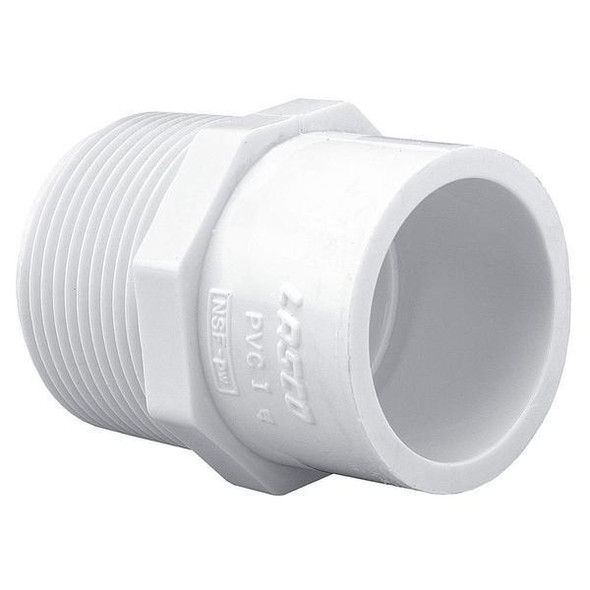 ProTool Adaptor Male 1/2in npt-3/8in Socket PVC, white plastic plumbing fitting for connecting pipes.