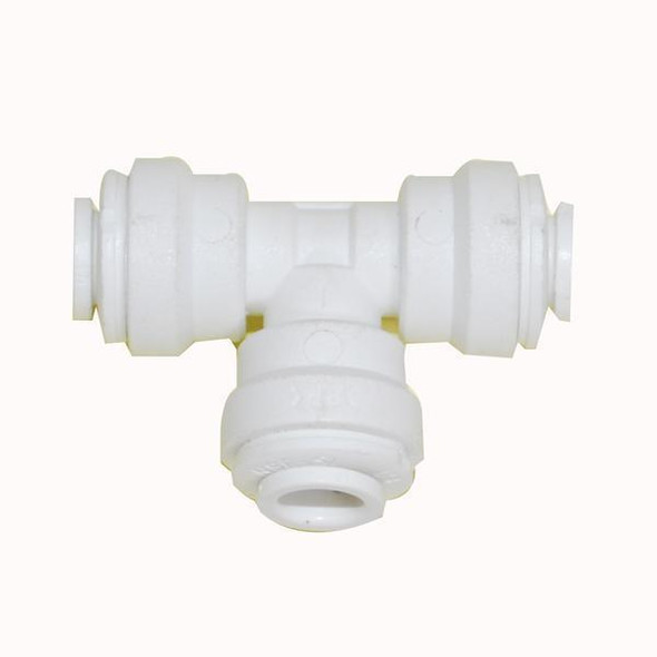 ProTool Tee Fitting 1/4in, a white plastic plumbing tee fitting with three openings for connecting pipes.