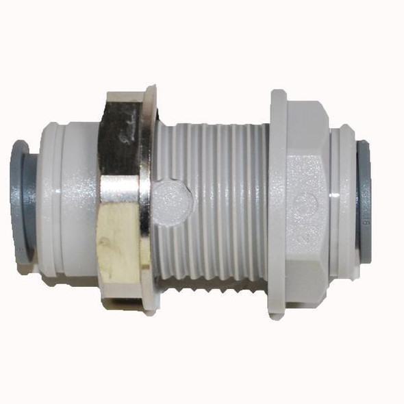 ProTool 3/8 Bulkhead Union, industrial plumbing fitting for connecting pipes securely.