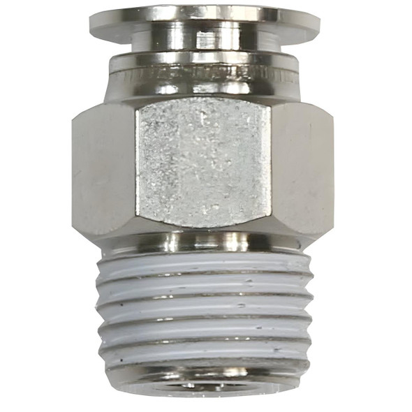 ProTool Male Connector 5/16in (8mm) x 1/4in npt male, metal fitting with threaded connection.