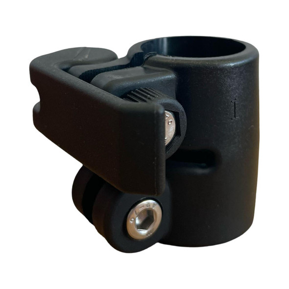 ProTool No 1 Clamp ProTool, a black heavy-duty clamp with a cylindrical body, adjustable tightening mechanism, and robust wheels for secure and stable gripping.