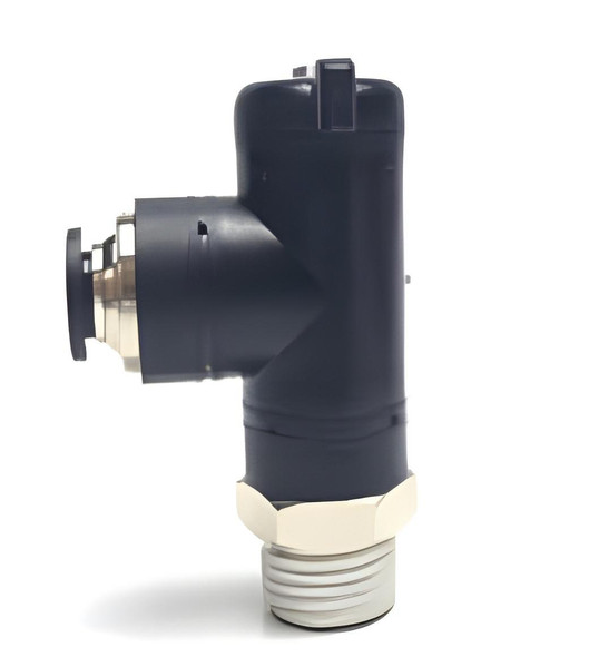 ProTool Ball Valve 1/2inch NPT 90 Degree with Pushfit Connection, black plastic industrial plumbing component.
