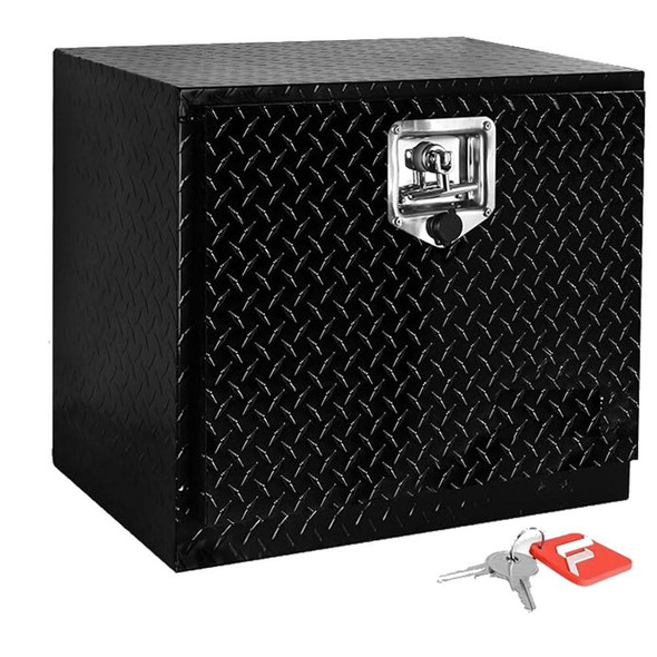 ProTool Aluminum Box 48w x17d x 18h, black diamond plate storage box with lock and key