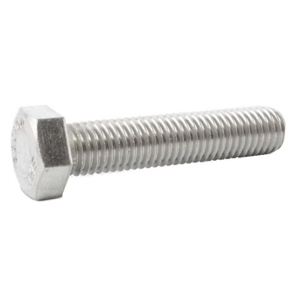 J.Racenstein Screw 1/4-20 x 2 in SS Hex Cap, stainless steel hex cap screw with a 1/4-inch diameter and 2-inch length.