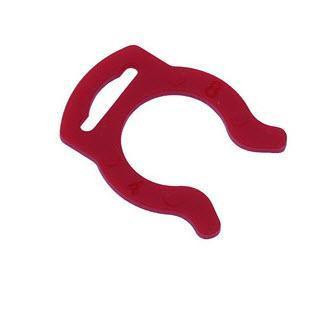 J.Racenstein Gardiner Red Clip for Securing Connectors, red electrical connector clip with a curved design for safety and secure attachment.