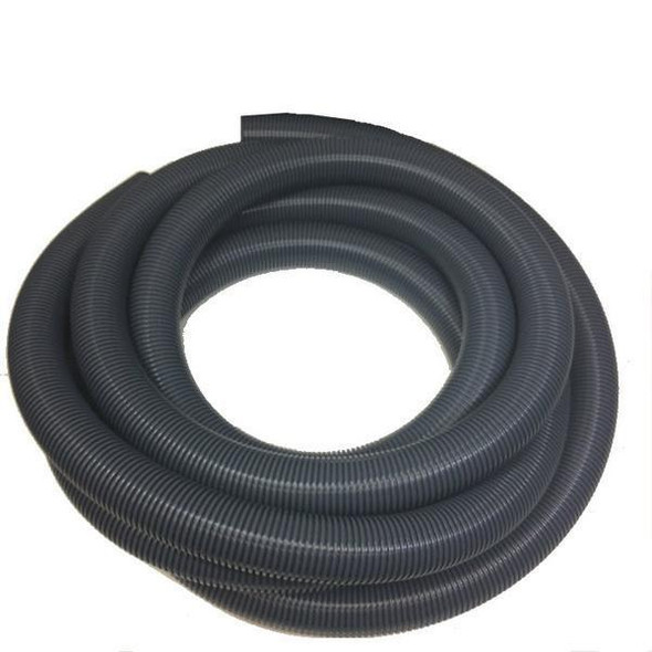 J.Racenstein Vacuum Hose 25ft 2in, coiled black flexible vacuum hose for cleaning equipment.
