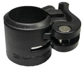 J.Racenstein Gardiner Clamp #3 Complete for Poles, black cylindrical clamp with adjustable screw mechanism for securing around poles.