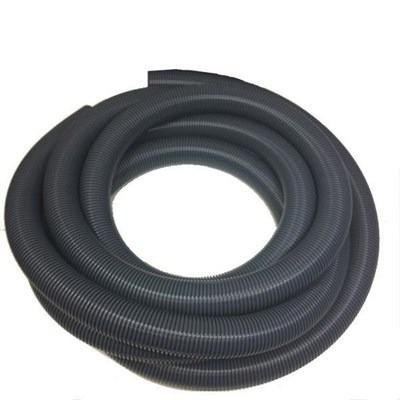 J.Racenstein Vacuum Hose 2in 50ft Long without Cuffs, coiled black flexible vacuum hose for industrial and residential cleaning systems.