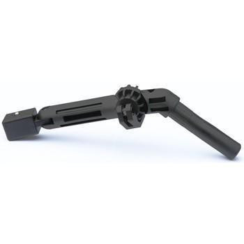 J.Racenstein Gardiner Angle Adapter Quick-LoQ Type1 Long Swivel, black plastic and metal garden tool attachment with a long swivel connection.