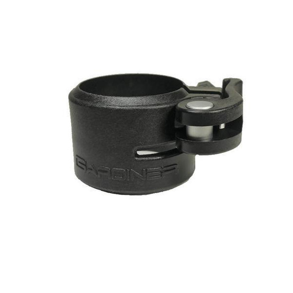 J.Racenstein Gardiner Clamp #9 Complete for Poles, black circular clamp with mounting mechanism for secure pole attachment.