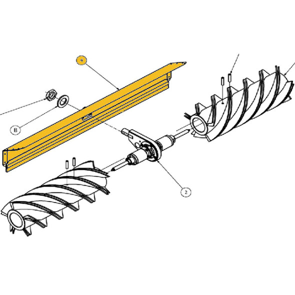 J.Racenstein Guard Rotary Brush 32in 80cm 24v Electric, technical diagram showing components and assembly of the rotary brush for industrial use.