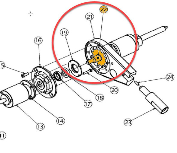 ProTool Impeller for 32in and 39in Rotary Brush, exploded view of rotary brush impeller assembly.