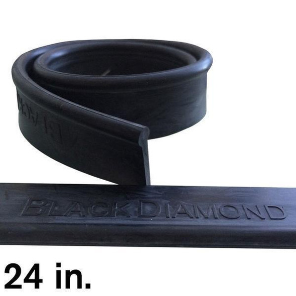 J.Racenstein Rubber FlatTop 24in (144 Pack) Black Diamond, a black rubber flat top strip coiled with the Black Diamond logo embossed on it.