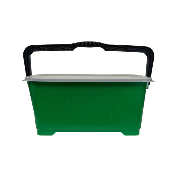 Unger Bucket BigPro Complete Unger, green cleaning bucket with black handle and gray lid for professional cleaning tools.
