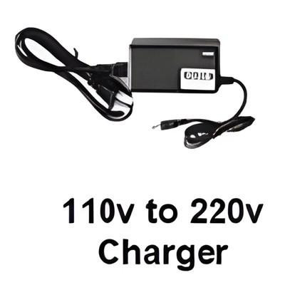 ProTool 24V Battery Charger, image showing a black power adapter with a label indicating 110V to 220V conversion for ProTool Double Brush Kit.