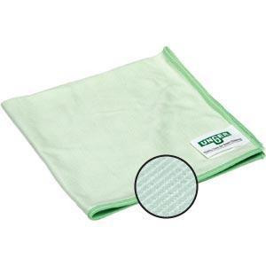 Unger Towel Microfiber 16x16, a light green microfiber cleaning towel with a close-up circle showing its soft, highly absorbent texture.