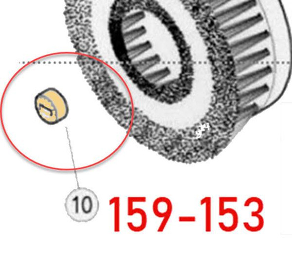 ProTool Plastic Nut for Rotary Brush, close-up of the plastic nut with a rotary brush in the background.
