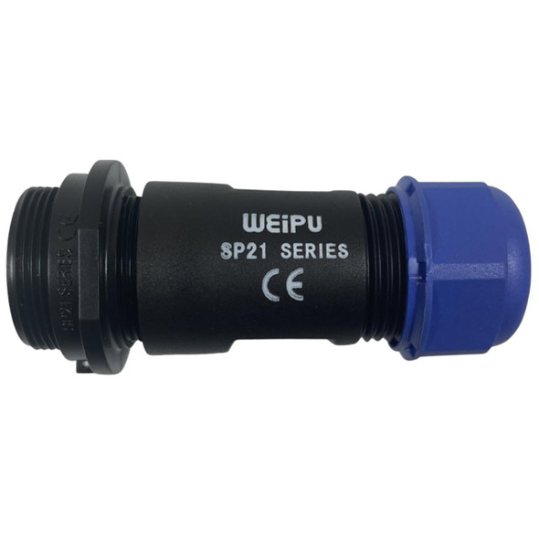 J.Racenstein Cable Jack for Qleen Brush, black and blue industrial connector with threading and CE marking