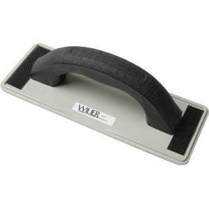 Wiljer Applicator Hand Wiljer, close-up image of a handheld medical device with a black handle and a flat, rectangular base for easy application.