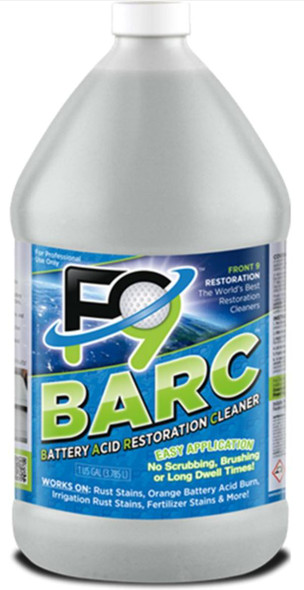 J.Racenstein F9 Sample Pack 4 gallon, battery acid restoration cleaner bottle for professional use.