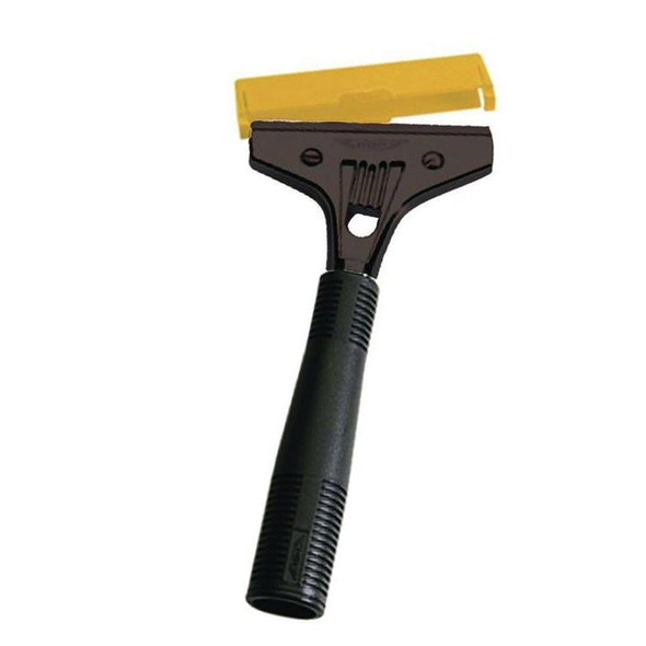 Ettore Scraper HD 06in, a handheld scraper tool with a black grip handle and yellow blade for cleaning and scraping surfaces.