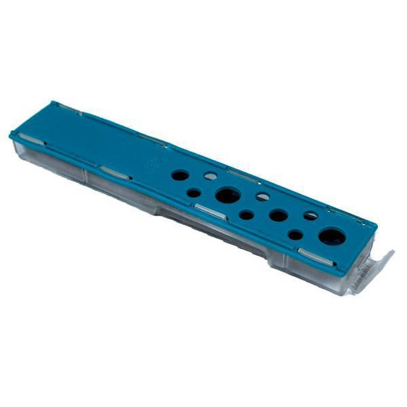 Pulex Blades 4in SS (10) TechnoLite, a set of ten replacement blades with a blue plastic holder designed for window cleaning and squeegee tools.