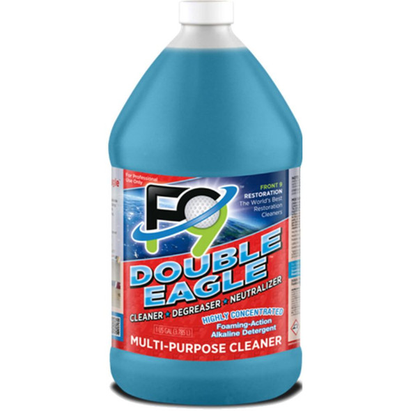 J. Racenstein F9 Double Eagle Degreaser Gal, a blue multi-purpose cleaner and degreaser in a large plastic bottle for professional cleaning use.