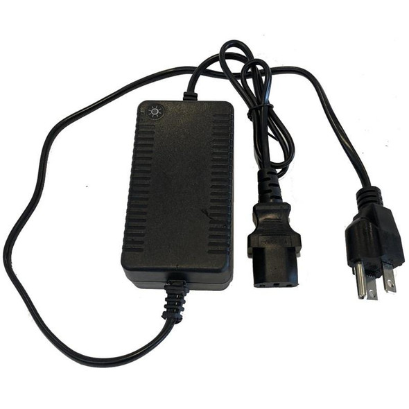 ProTool Electrostatic BackPack Battery Charger, image of a black electrical charging adapter with power cord and plug.
