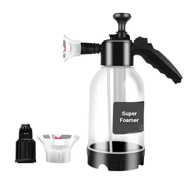ProTool Foamer Bottle Handheld Pump Up, transparent foam sprayer with black and white components for cleaning or detailing.