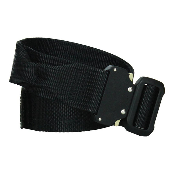 J.Racenstein Madaco Tuff Belt High Strength Quick Release, black heavy-duty industrial belt with a durable buckle for secure fastening.