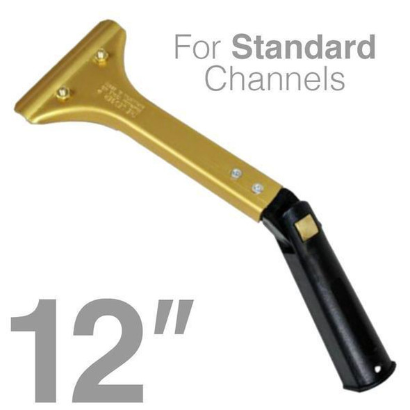 J.Racenstein Ledger Handle 12in Swivel, gold-colored handle with black grip for standard channels.