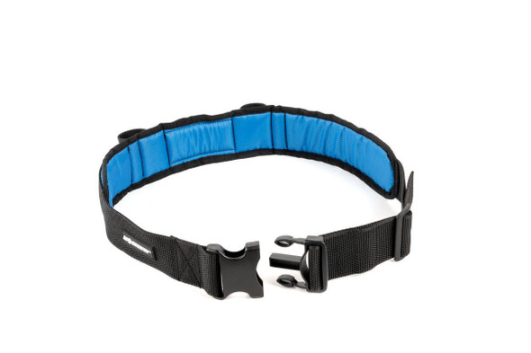 Moerman Comfort Belt for Tool Holder Moerman, adjustable black and blue ergonomic belt with clips for tool attachment.