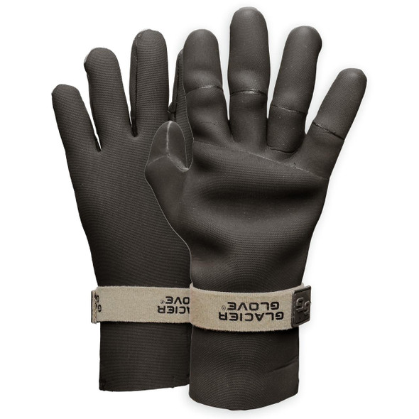J.Racenstein Glacier Glove Fleece-Lined, black insulated gloves with soft fleece lining and adjustable wrist straps for cold weather warmth and comfort.